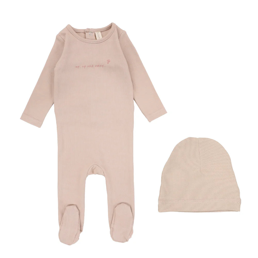 Lilette Up Up And Away Footie & Beanie Set - Roseberry