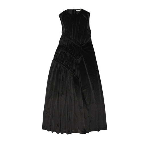 Urban Edge Ruched Maxi Dress - Black