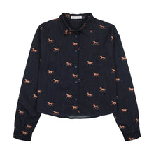 Load image into Gallery viewer, Urban Edge Denim Horse Print Shirt - Blue