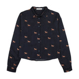 Urban Edge Denim Horse Print Shirt - Blue