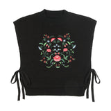 Urban Edge Embroidered Knit Vest - Black