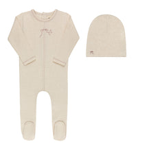 Load image into Gallery viewer, Ely's &amp; Co Bird Seam Collection Footie And Beanie - Cream/Burgundy