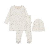 Mema Polka Dot Floral Print 2PC Set & Beanie - Floral Pink