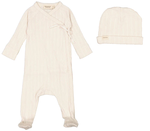 Marmar Pointelle Rib Stretchie + Hat - Vanilla
