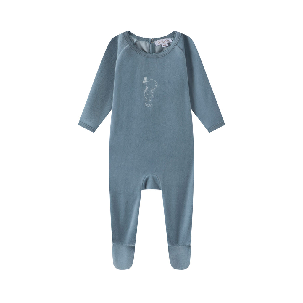 Oubon Velour Bear Boy's Print Footie