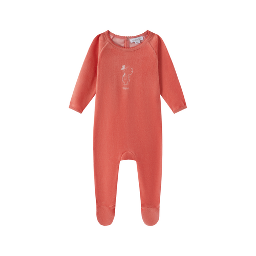 Oubon Velour Bear Girl's Print Footie