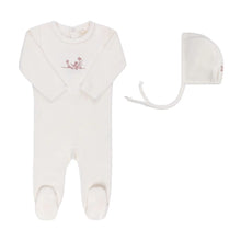 Load image into Gallery viewer, Ely&#39;s &amp; Co Velour Embroidered Flower Footie &amp; Bonnet - Ivory