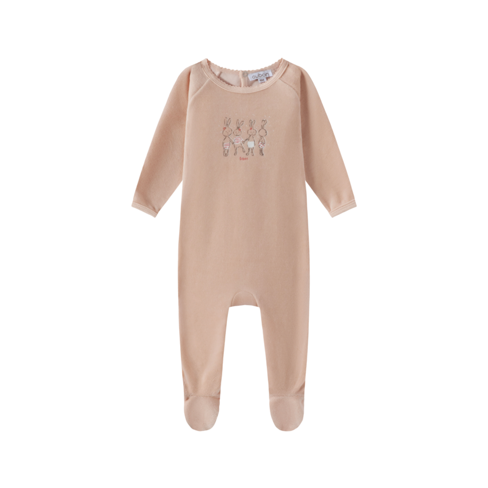 Oubon Velour Rabbit Girl's Print Footie