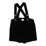 Lil Legs Velvet Suspender Shorts - Black