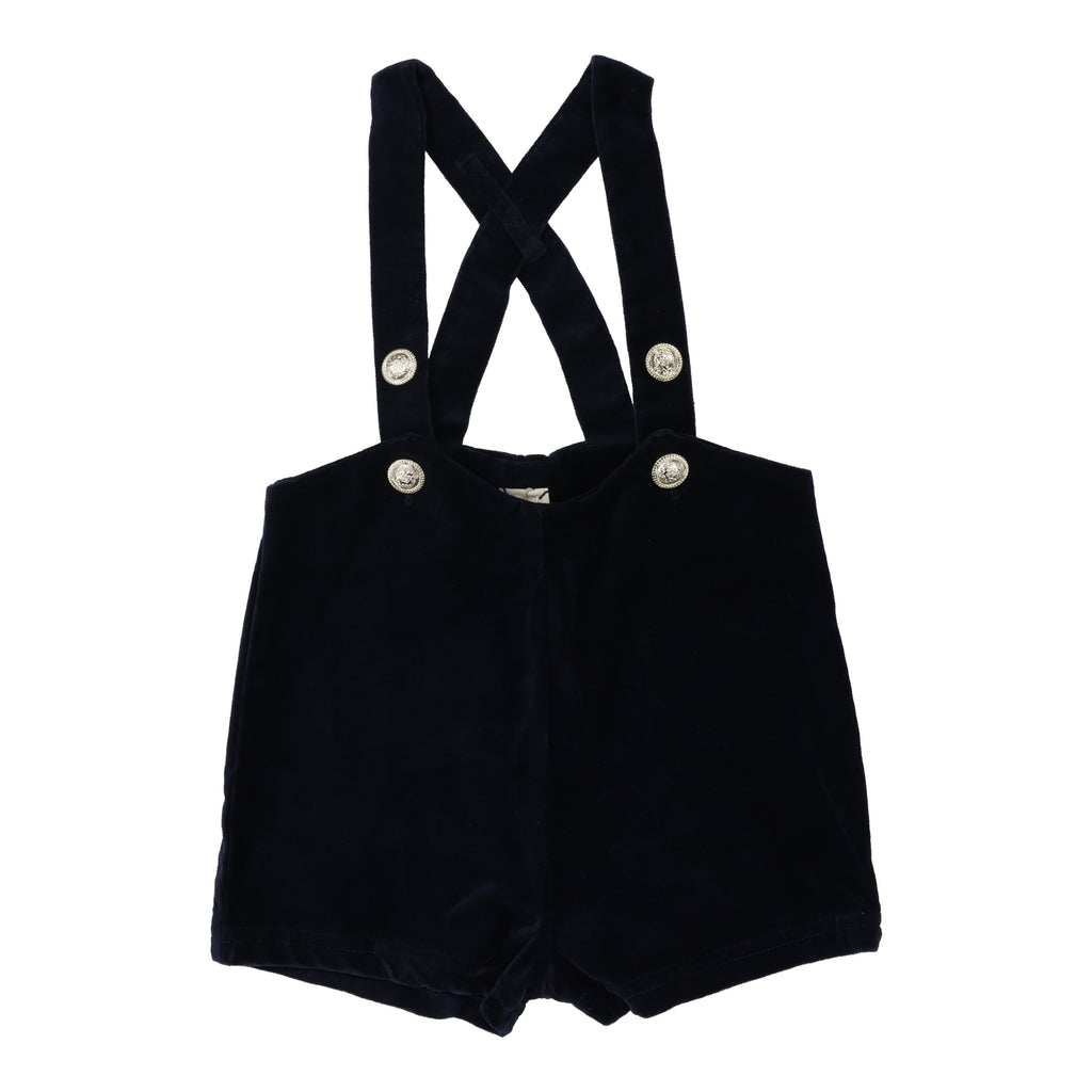 Lil Legs Velvet Suspender Shorts - Navy