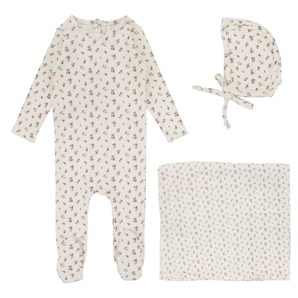 Lilette Vintage Floral 3PC Layette Set - Cream