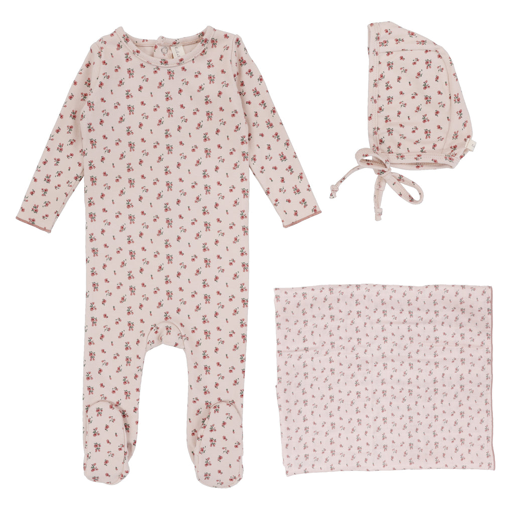 Lilette Vintage Floral 3PC Layette Set - Pink