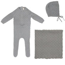 Load image into Gallery viewer, Lilette Vintage Knit 3PC Layette Set - Blue