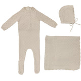 Lilette Vintage Knit 3PC Layette Set - Ecru