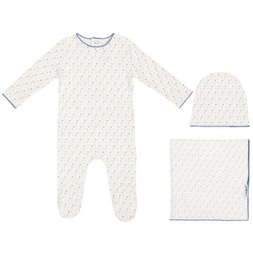 Mini Label Boys Bright Floral Print Layette Set - White