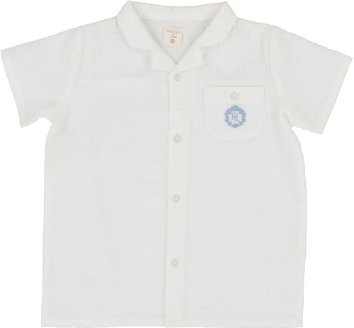 Lil Legs Seersucker Shirt - White/Bright Blue