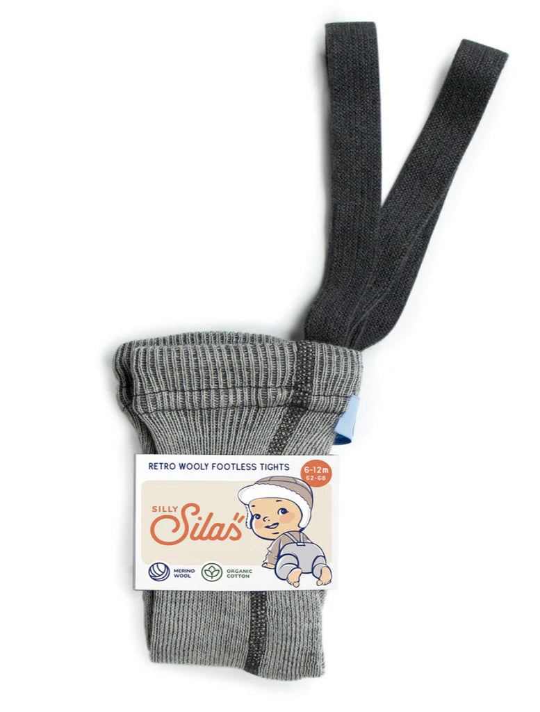 Silly Silas Wooly Footless Wool Cotton Tights - Granite Grey - Final Sale