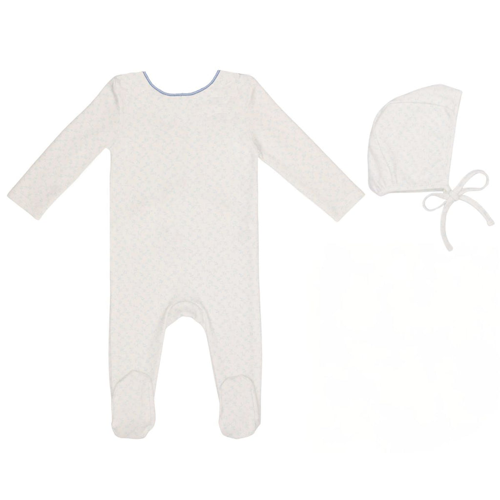 Mini Label Boys All Over Floral Print Footie And Hat