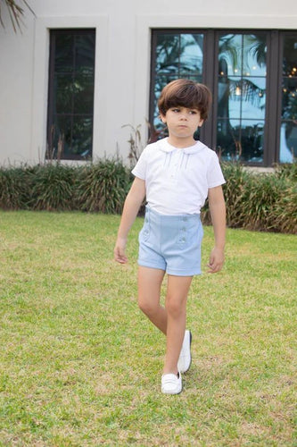 Coco Blanc Button Shorts - Pale Blue