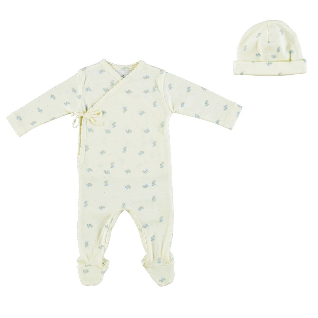 Bebe Organic Aaron Footie And Hat - Blue Branch