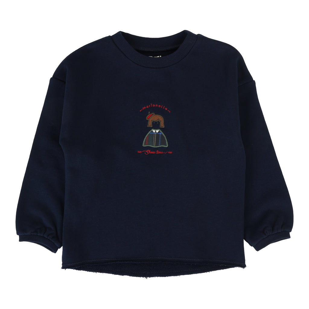 Lil Legs Plaid Detail Girls Sweatshirt - Navy