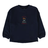 Lil Legs Plaid Detail Girls Sweatshirt - Navy