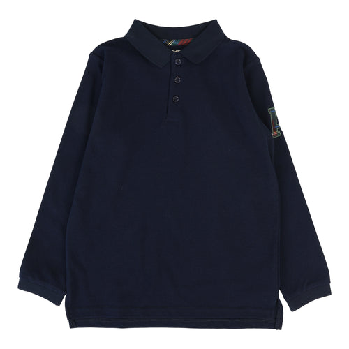Lil Legs Plaid Detail Polo - Navy