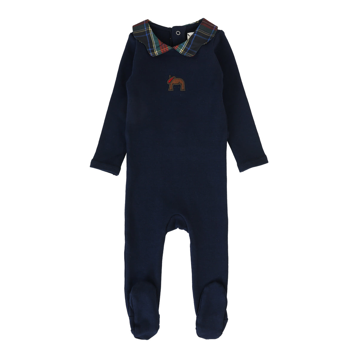Lil Legs Striped Cuff Footie - Black/Royal Blue
