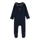 Lil Legs Girls Plaid Footie - Navy
