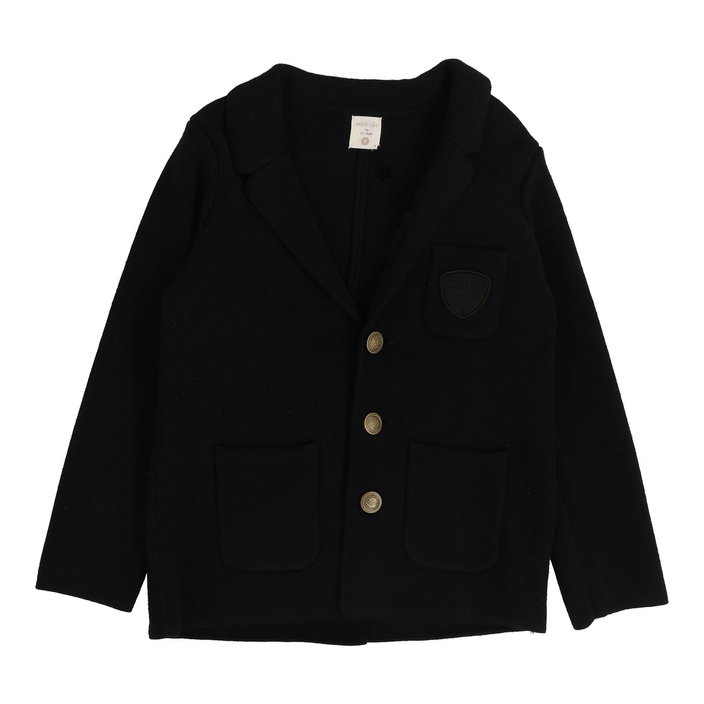 Lil Legs Crest Knit Blazer - Black