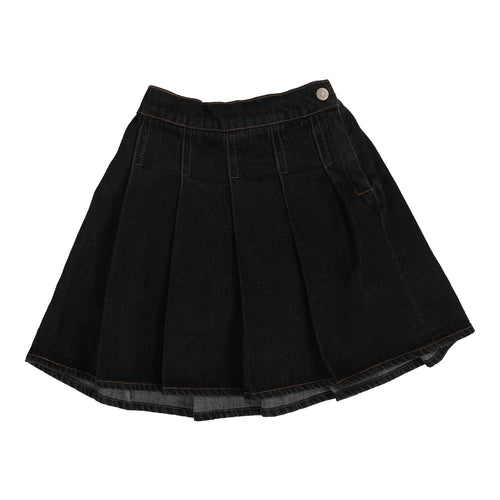 Lil Legs Pleated Denim Skirt - Black Denim