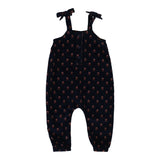 Lil Legs Vintage Floral Corduroy Overalls - Navy