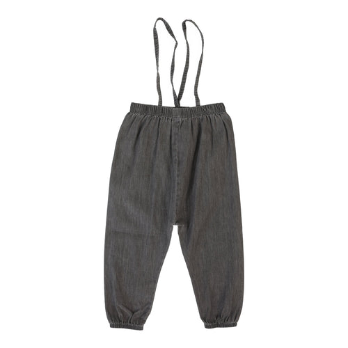Lil Legs Bubble Suspender Pants - Grey Tencel