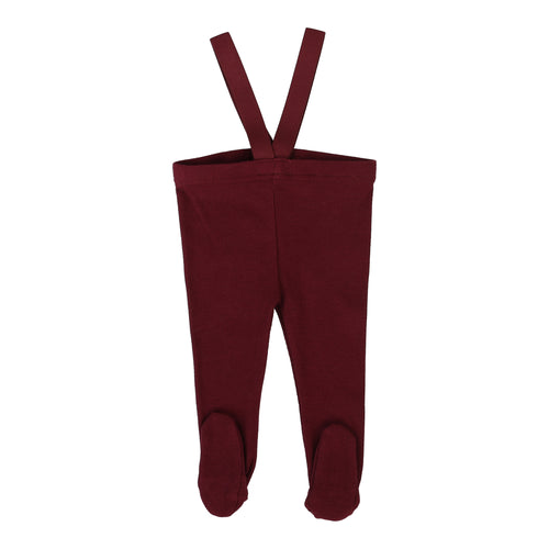 Lil Legs Footed Suspender Leggings - Wine