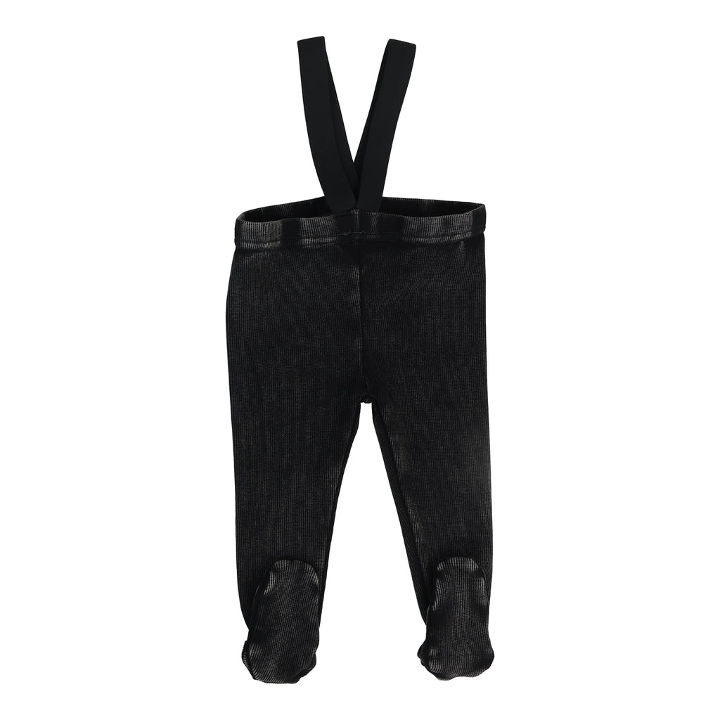 Lil Legs Footed Suspender Leggings - Black Wash