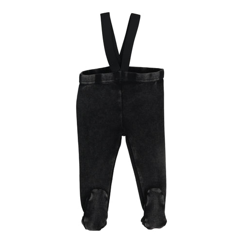 Lil Legs Footed Suspender Leggings - Black Wash