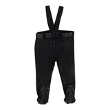 Lil Legs Footed Suspender Leggings - Black Wash