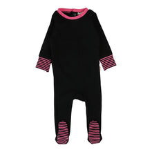 Load image into Gallery viewer, Lil Legs Striped Cuff Footie - Black/Hot Pink