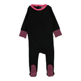 Lil Legs Striped Cuff Footie - Black/Hot Pink