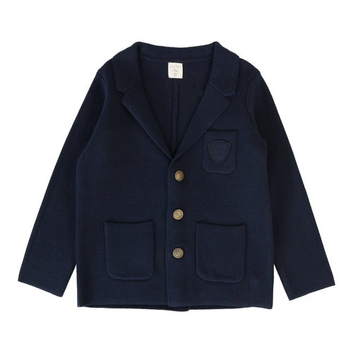 Lil Legs Crest Knit Blazer - Navy