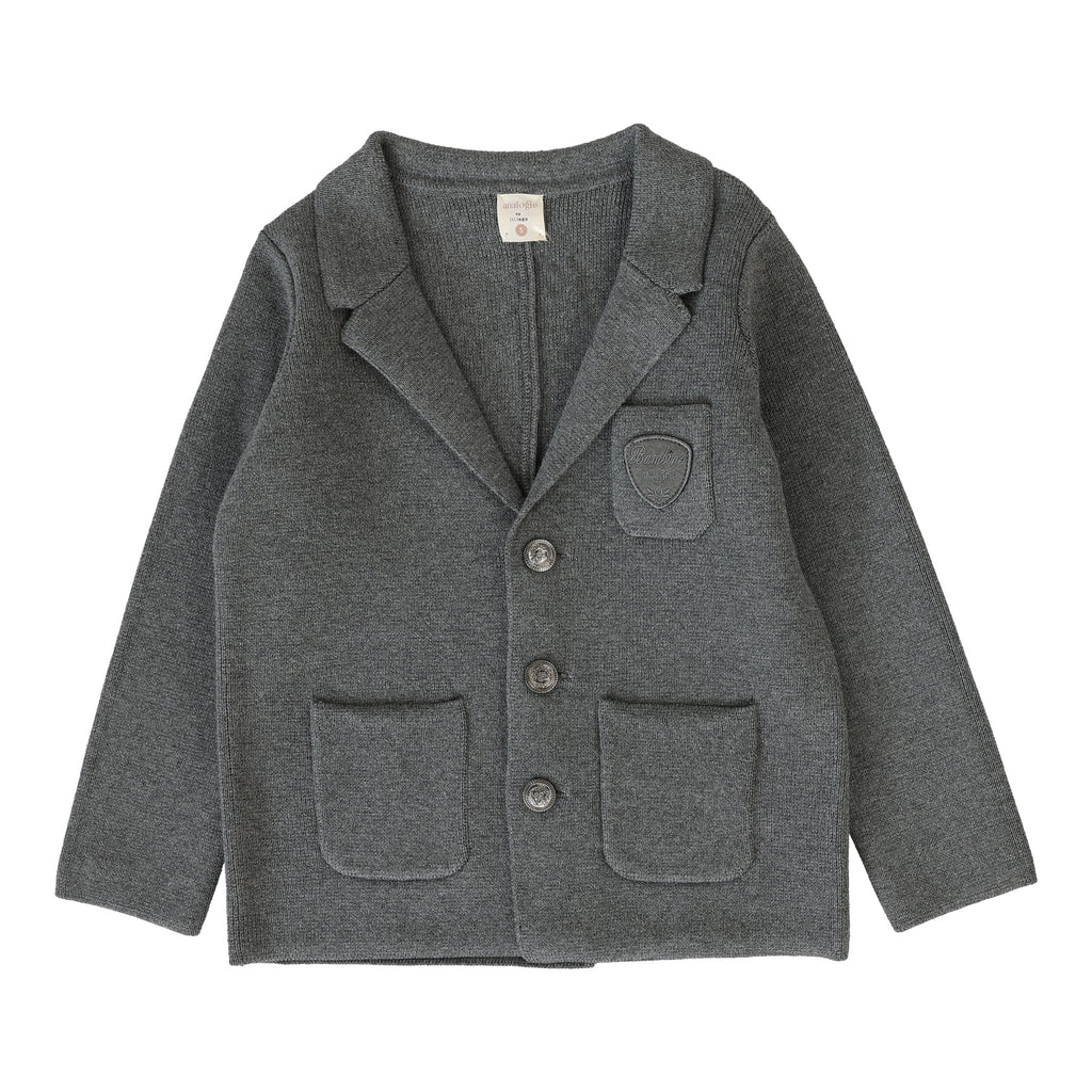 Lil Legs Crest Knit Blazer - Mid Grey