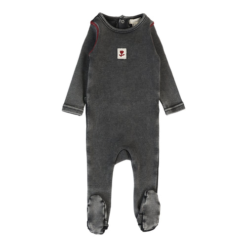 Lil Legs Girls Contrast Footie - Black Wash