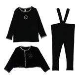 Lilette Velour Cardi Lounge Set - Black
