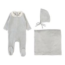 Load image into Gallery viewer, Lilette Velour Collar Layette Set - Dusty Blue