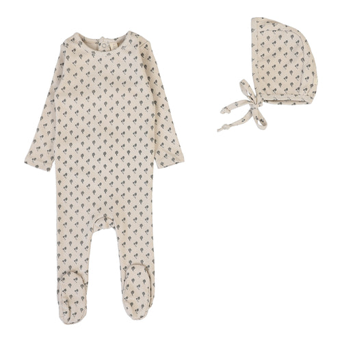 Lilette Ballard Print Footie And Hat - Milk