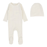 Lilette Dotted Footie And Hat - Cream/Blue