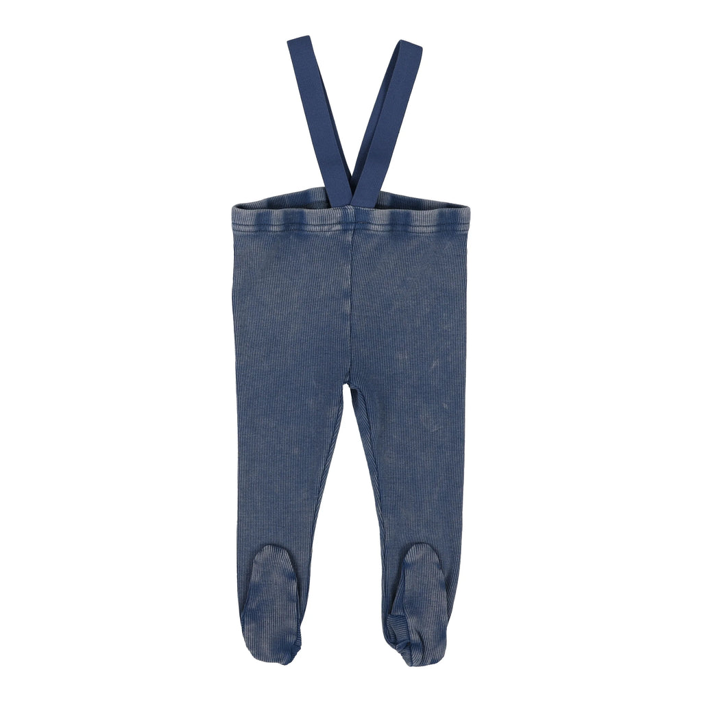 Lil Legs Footed Suspender Leggings - Blue Wash