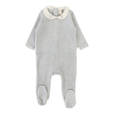 Lilette Velour Collar Footie - Dusty Blue