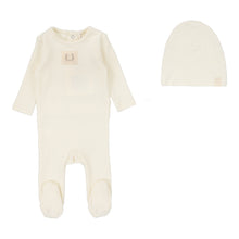 Load image into Gallery viewer, Lilette Pointelle Emblem Footie And Hat - Cream