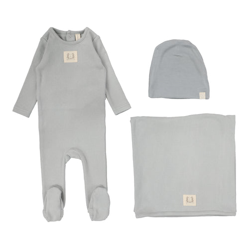 Lilette Pointelle Emblem Layette Set - Light Blue